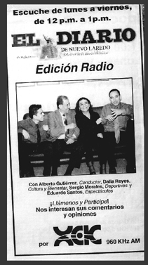 Anuncio del programa El Diario Edición Radio